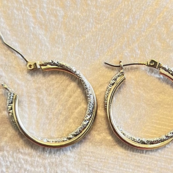 Gold and Silver Hoop Earrings - Picture 1 of 3